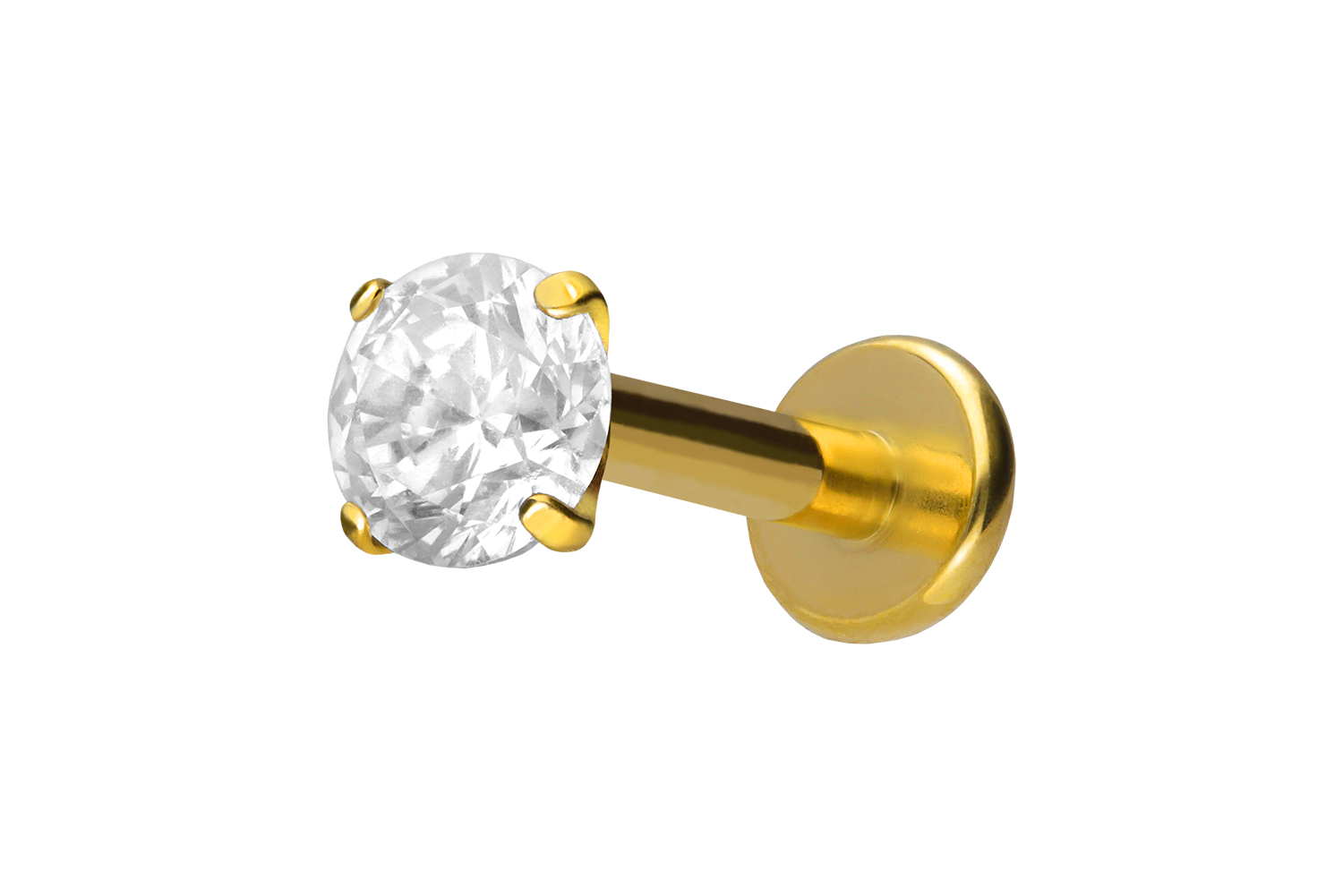 Titan Labret Piercing mit Innengewinde EINGEFASSTER KRISTALL